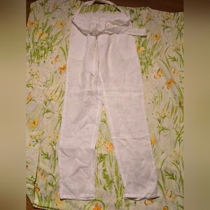Zen Nymph White Linen Pants with Tie Waist NWOT Small